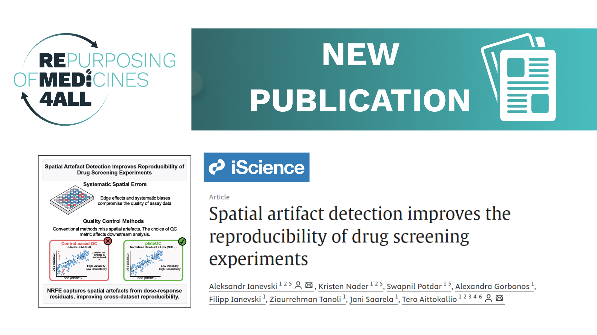 New publication on drug screening reproducibility from REMEDi4ALL researchers